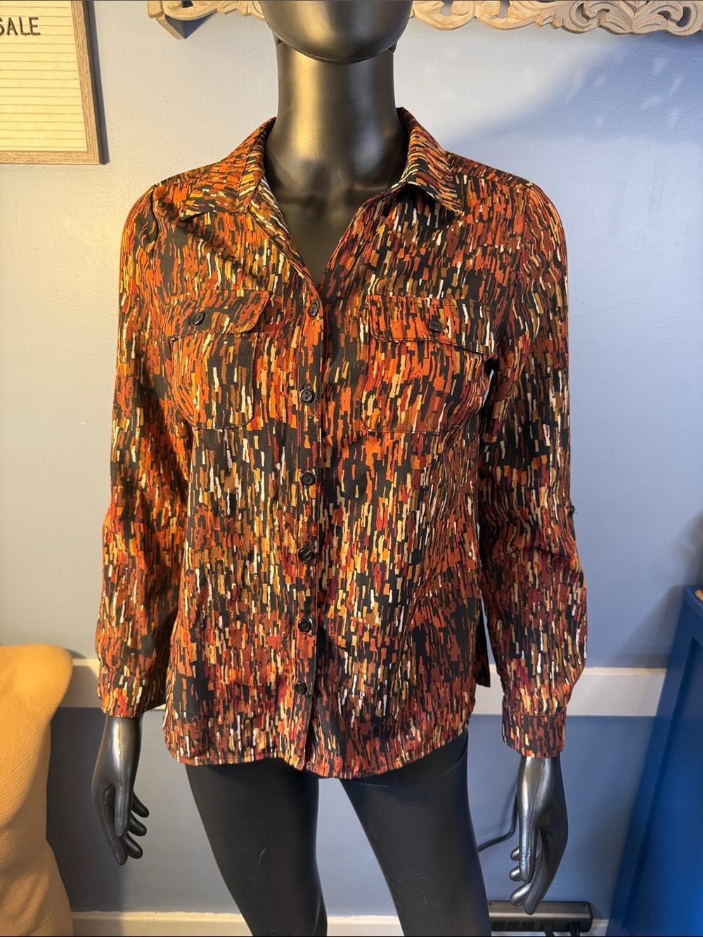 Notations Petite Button Down Top PS NWT